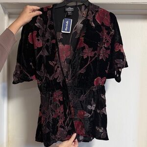 Angie Black and Red Floral Blouse